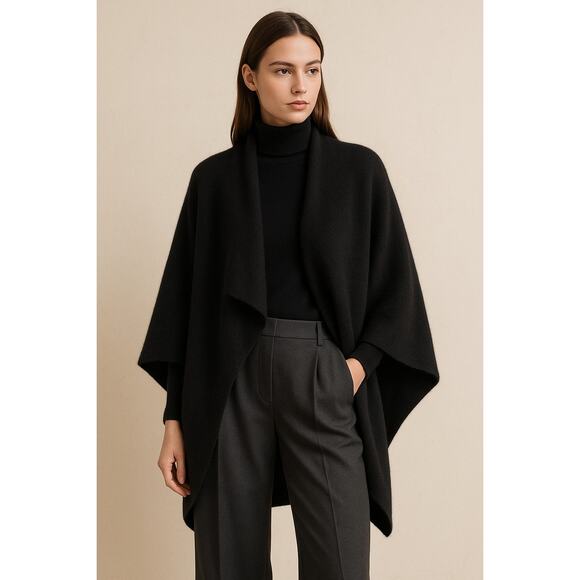 Lothlorian Merino Possum Wool Drape Cardigan Wrap Poncho Quiet Luxury Hygge Cozy - Picture 1 of 9